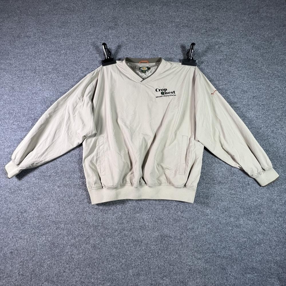 Cabela's Windbreaker Jacket Mens XL Beige Polyester Crop Quest Embroidered Lined